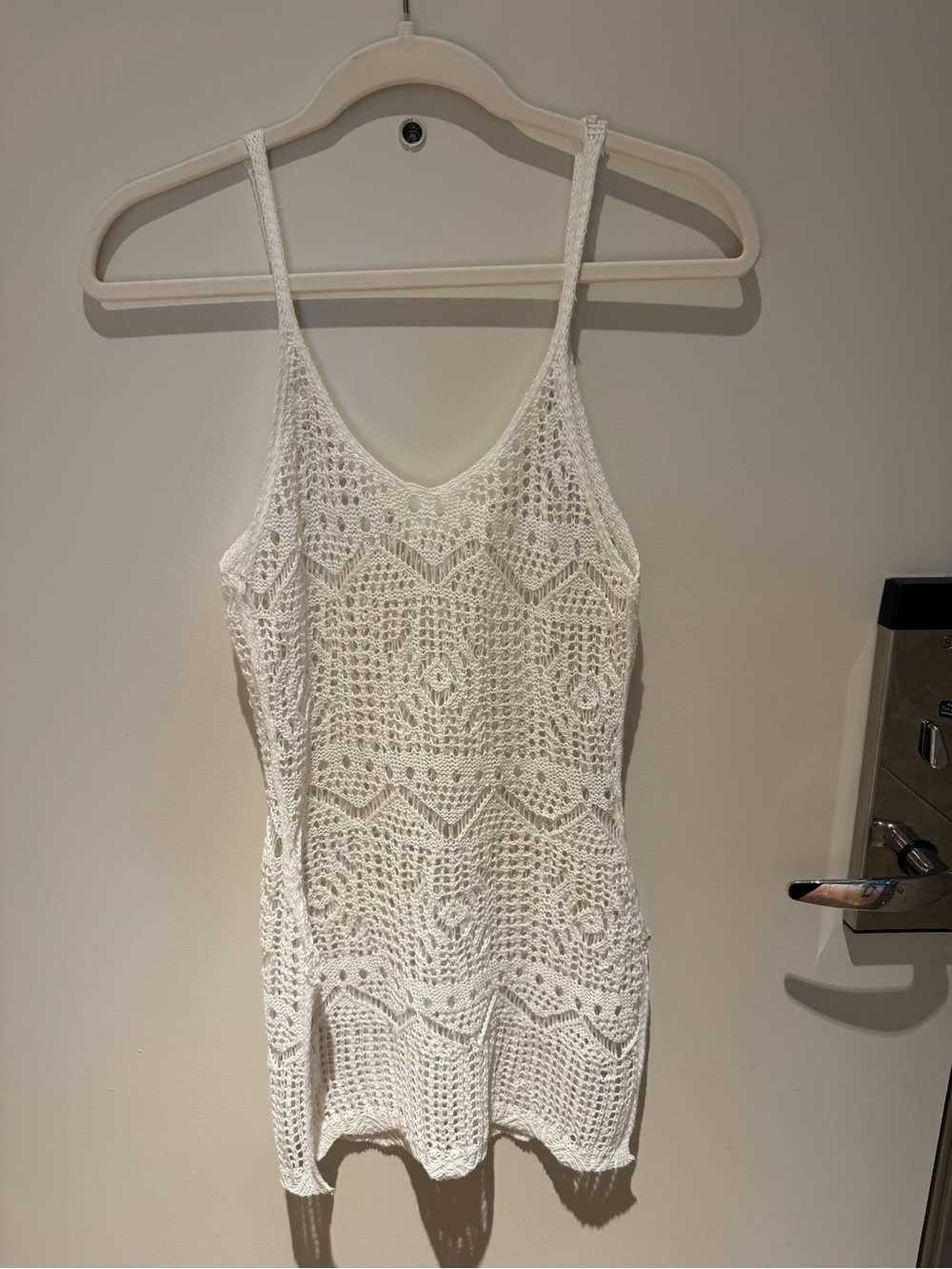White Crochet Knit Beach Slip Dress - Picture 2 of 4